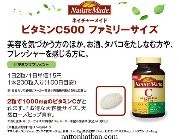 Viên Nature Made vitamin C 1000mg 200 viên