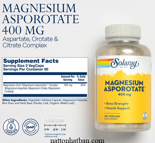 Viên Solaray Magiê Citrate 400mg